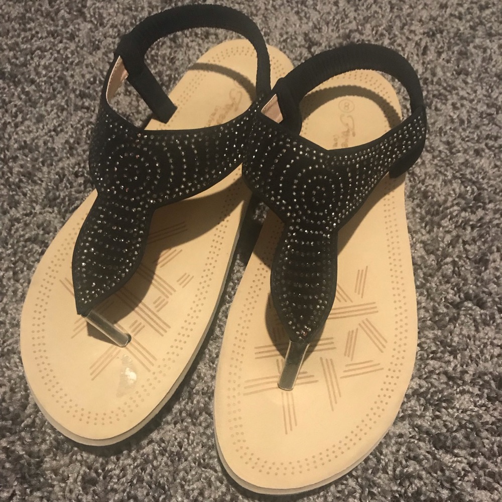 Black sparkly Sandals size 8